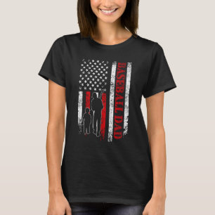 Proud Baseball Dad American Flag Sports T-Shirt