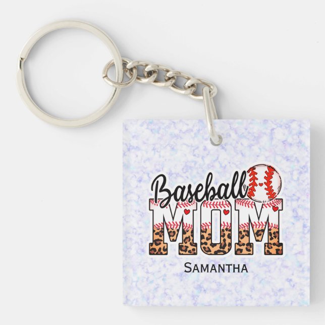 Proud Baseball Mum - Game Day Enthusiast Key Ring (Front)
