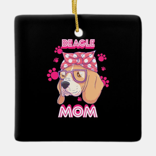 Proud Beagle Dog Mum Ceramic Ornament (Front)