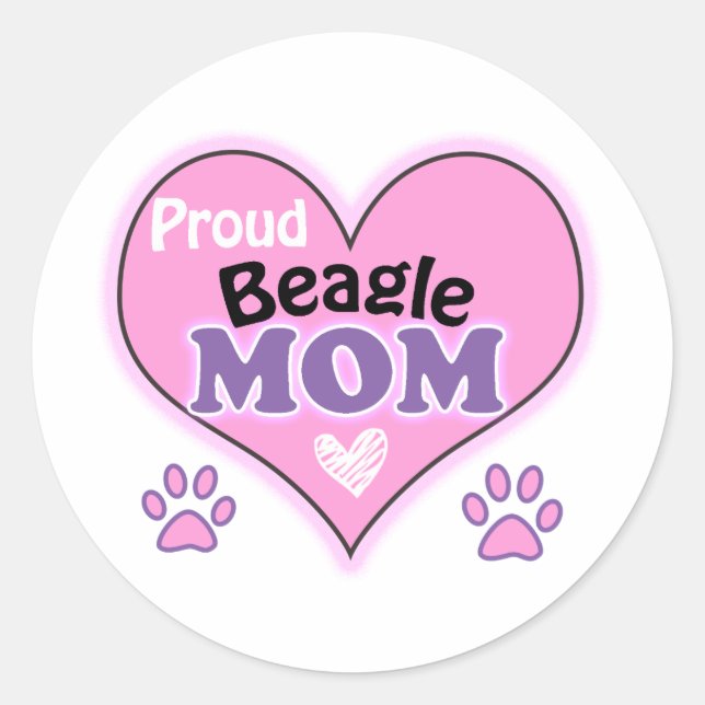 Proud Beagle Mum Classic Round Sticker (Front)