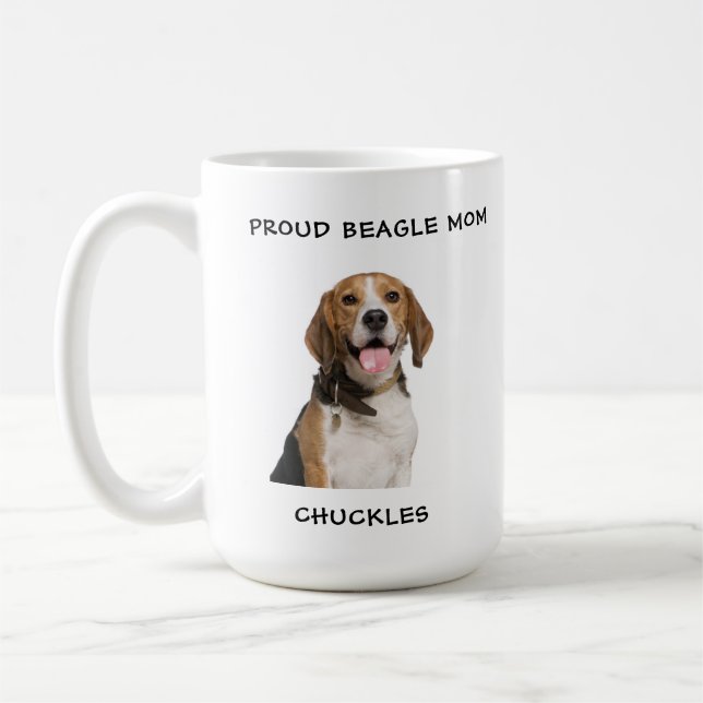 Proud Beagle Mum Personalised Pet Dog Photo Coffee Mug (Left)