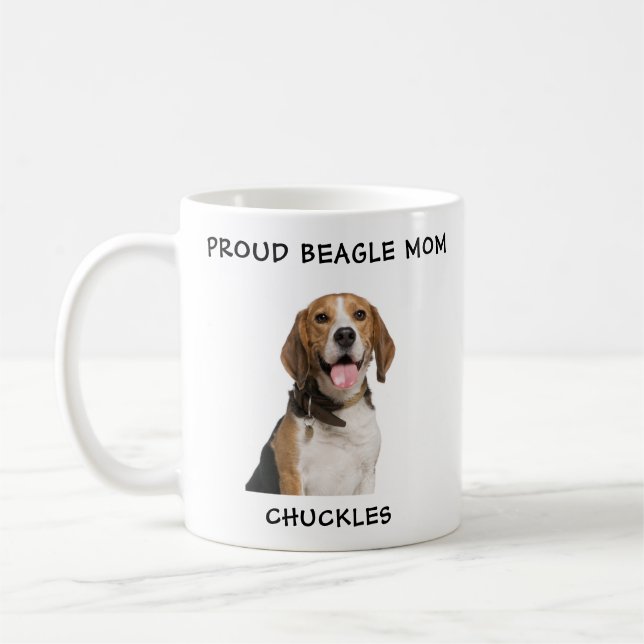 Proud Beagle Mum Personalised Pet Dog Photo Coffee Mug (Left)