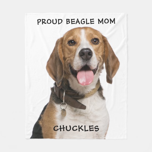 Proud Beagle Mum Personalised Pet Dog Photo Fleece Blanket (Front)