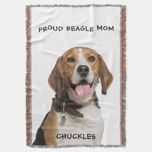 Proud Beagle Mum Pet Photo Custom Throw Blanket (Front Vertical)