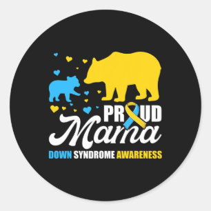 Proud Bear Mama Down Syndrome Awareness Classic Round Sticker