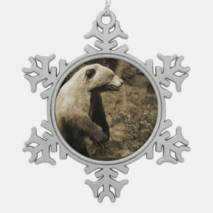 Proud Bear Snowflake Pewter Christmas Ornament