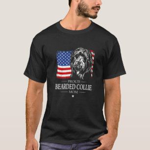 Proud Bearded Collie Mom American Flag Patriotic D T-Shirt