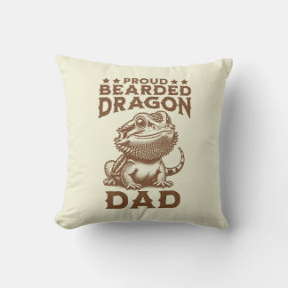 Proud Bearded Dragon Dad Reptile Lover Cushion
