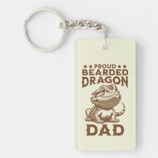 Proud Bearded Dragon Dad Reptile Lover Key Ring (Front)