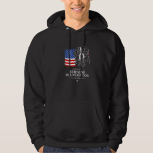 Proud Bernese Mountain Dog Mum American Flag Patri Hoodie