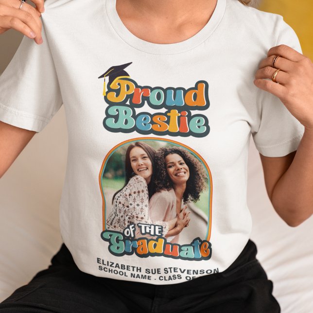 Proud Bestie of the graduate photo groovy retro T-Shirt (Creator Uploaded)