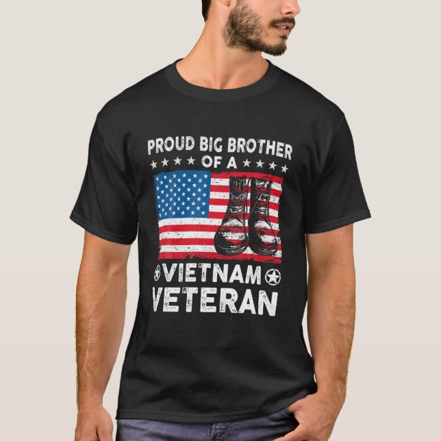 Proud Big Brother Of Vietnam Veteran USA Flag Vete T-Shirt (Front)