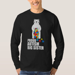 Proud Big Sister Bear Autism Awareness Puzzle Piec T-Shirt