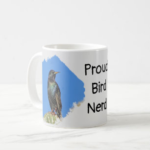 Proud Bird Nerd Black Starling Birdwatching Birder Coffee Mug