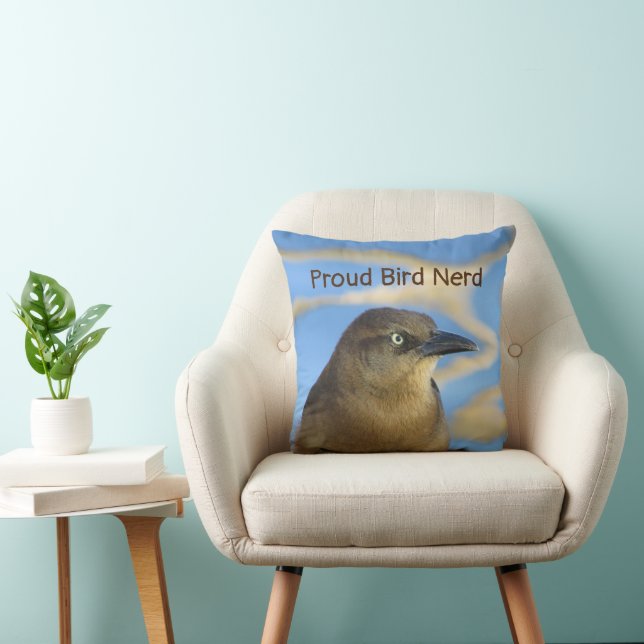 Proud Bird Nerd Blackbird Hobby Birdwatcher Cushion (Chair)