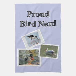 Proud Bird Nerd Scrapbook Style Bird Photos Tea Towel