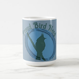 Proud Bird Nerd Silhouette Blue Grey Birder Coffee Mug