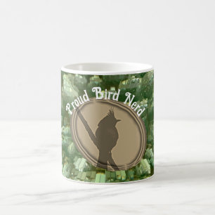 Proud Bird Nerd Silhouette Brown Green Birder Coffee Mug