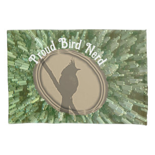 Proud Bird Nerd Silhouette Green Brown Birder Pillowcase