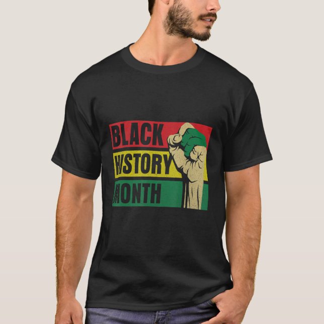 Proud Black African American Melanin Pride Black H T-Shirt (Front)