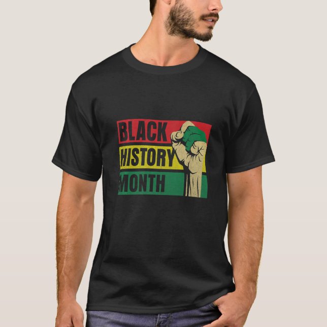 Proud Black African American Melanin Pride Black H T-Shirt (Front)