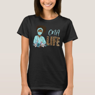 Proud Black Cna Life Nurse Melanin Leopard Nurses T-Shirt