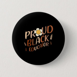 Proud Black Educator Groovy Teacher Black History 6 Cm Round Badge