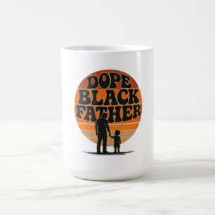 Proud Black Father & Son Retro Sunset Design Coffee Mug