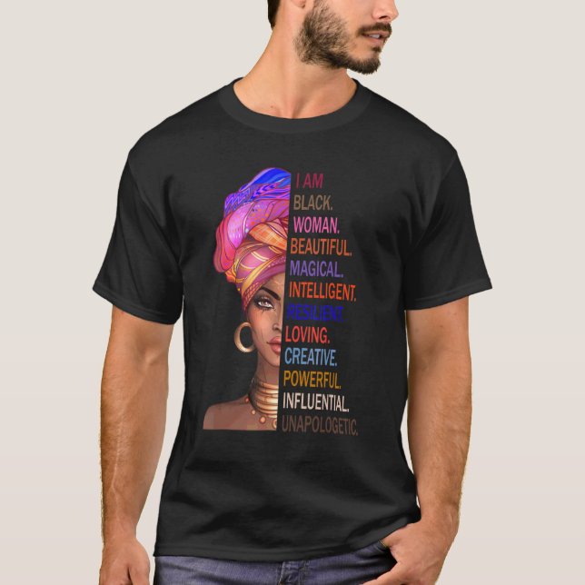 Proud Black Magic Afro Black Woman African Queen P T-Shirt (Front)