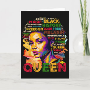 Proud Black Queen Melanin Woman Colorful Word Art Card