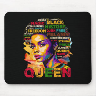 Proud Black Queen Melanin Woman Colorful Word Art Mouse Pad