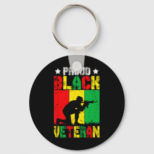 Proud Black Veteran Melanin African American Histo Key Ring