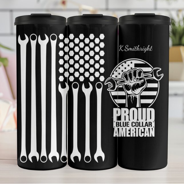 Proud Blue Collar Wrench American Thermal Tumbler (Creator Uploaded)