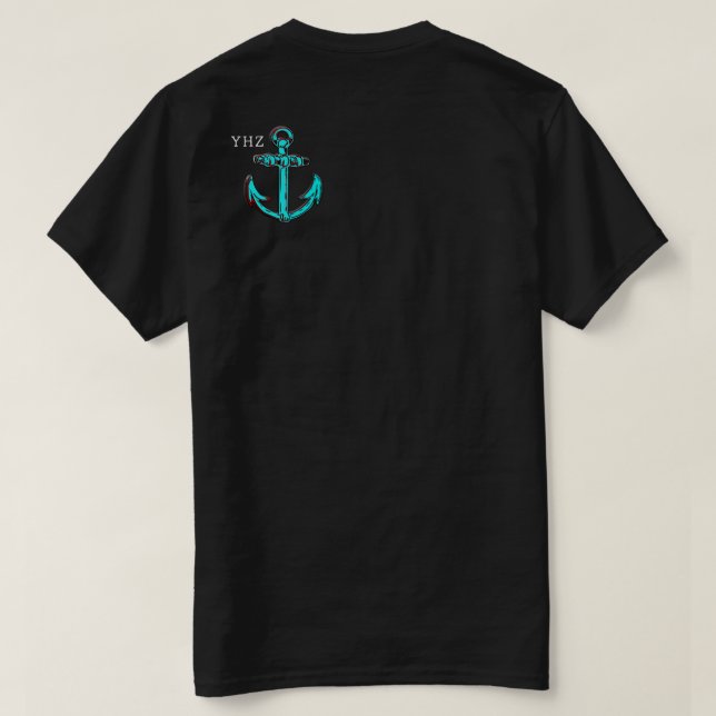 Proud Bluenoser Halifax YHZ Nova Scotia anchor  T-Shirt (Design Back)