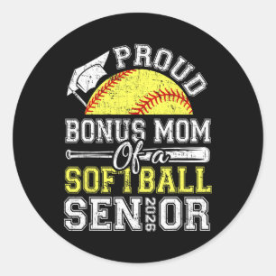 Proud Bonus Mum Of A 2026 Senior Softll Graduate Classic Round Sticker