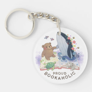 Proud Bookaholic: Magic of Books Illustration Key Ring