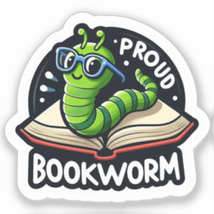 Proud Bookworm Cute Reading Sticker for Book Lover