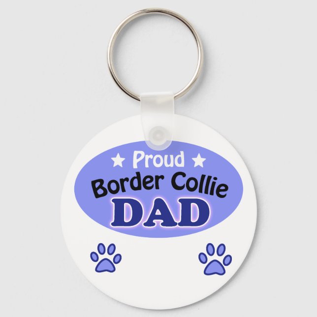 Proud Border Collie Dad Key Ring (Front)