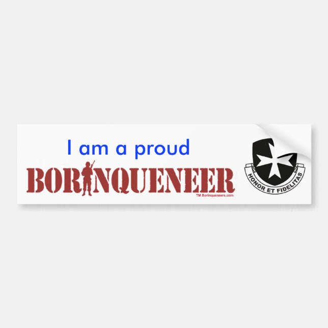 Proud Borinqueneer - Bumper Sticker (Front)