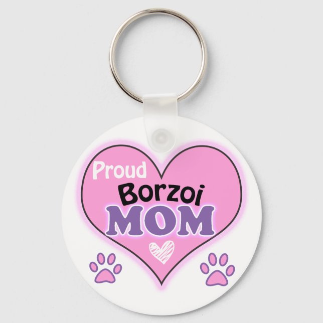 Proud Borzoi Mum Key Ring (Front)