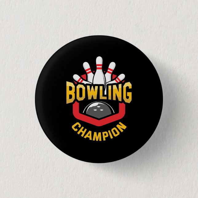 Proud Bowling Champion 3 Cm Round Badge (Front)