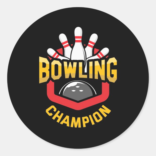 Proud Bowling Champion Classic Round Sticker (Front)