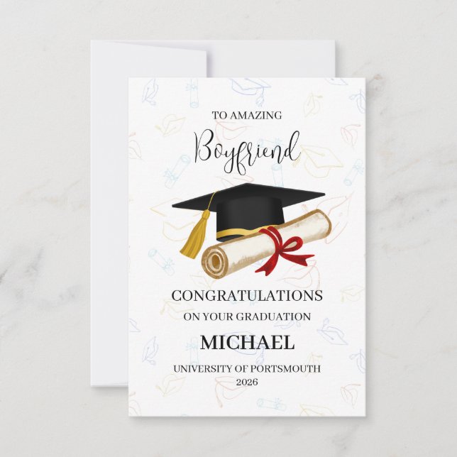 Proud Boyfriend Graduation Personalized Card (Front)