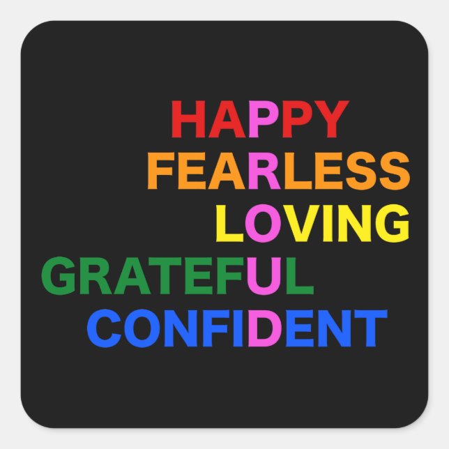 PROUD Bright Black Square Sticker (Front)