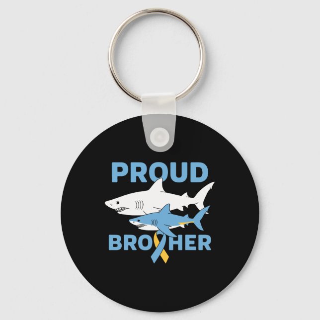 Proud Brother Autism Awareness Shark Support Ribbo Key Ring (Front)