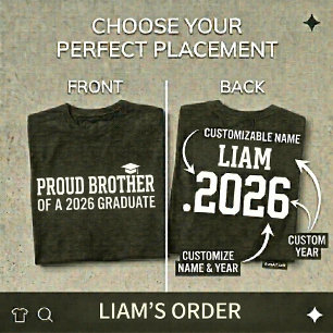 PROUD BROTHER Class of 2026 Personalised Graduatio T-Shirt