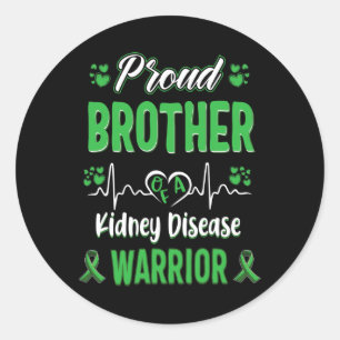 Proud Brother Kidney Disease Warrior Awareness Rib Classic Round Sticker