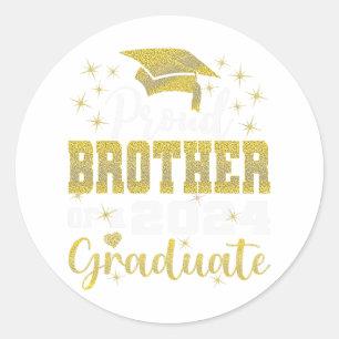 Proud Brother Of 2024 Graduate Awesome Family Coll Classic Round Sticker