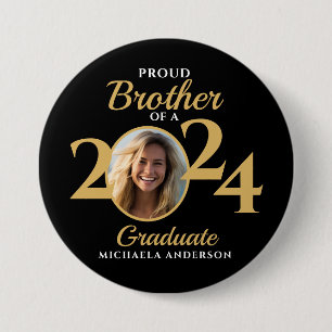 Proud Brother of a 2024 Graduate Photo & Name 7.5 Cm Round Badge
