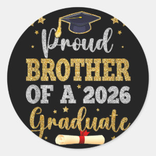 Proud brother of a 2026 graduate senior brother classic round sticker
